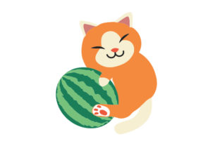 Cat Hugging Watermelon Embroidery Design