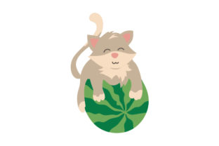 Cat Playing with a Watermelon Embroidery Design