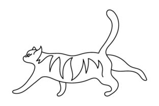 Cat Stretching Line Art Style Review